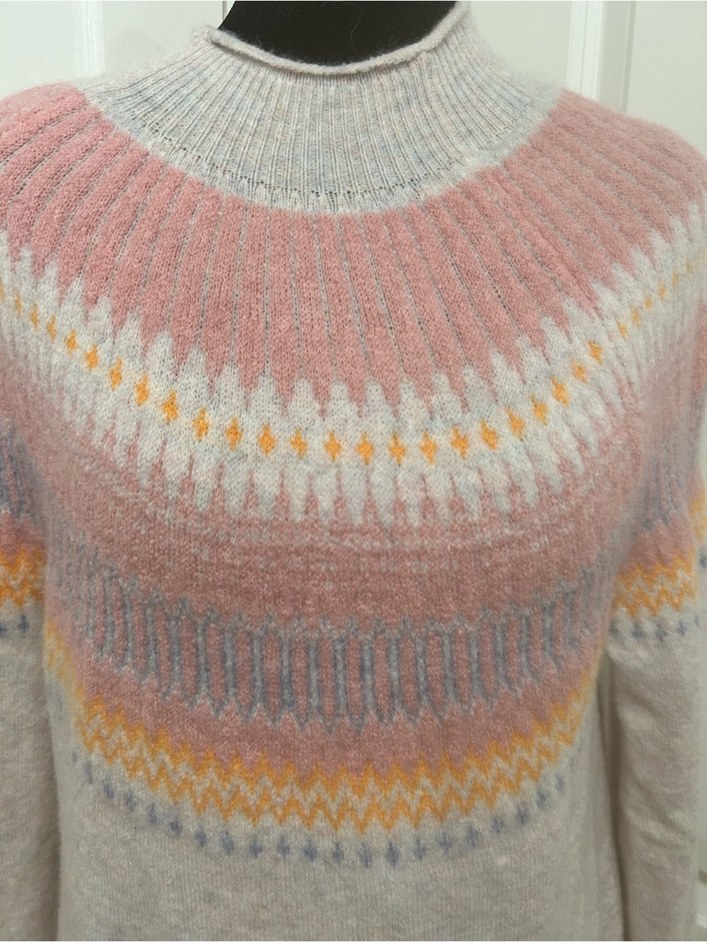 J.Crew Fair Isle Merino Wool Alpaca Blend Sweater Womens Small Soft tan multi - Picture 13 of 16